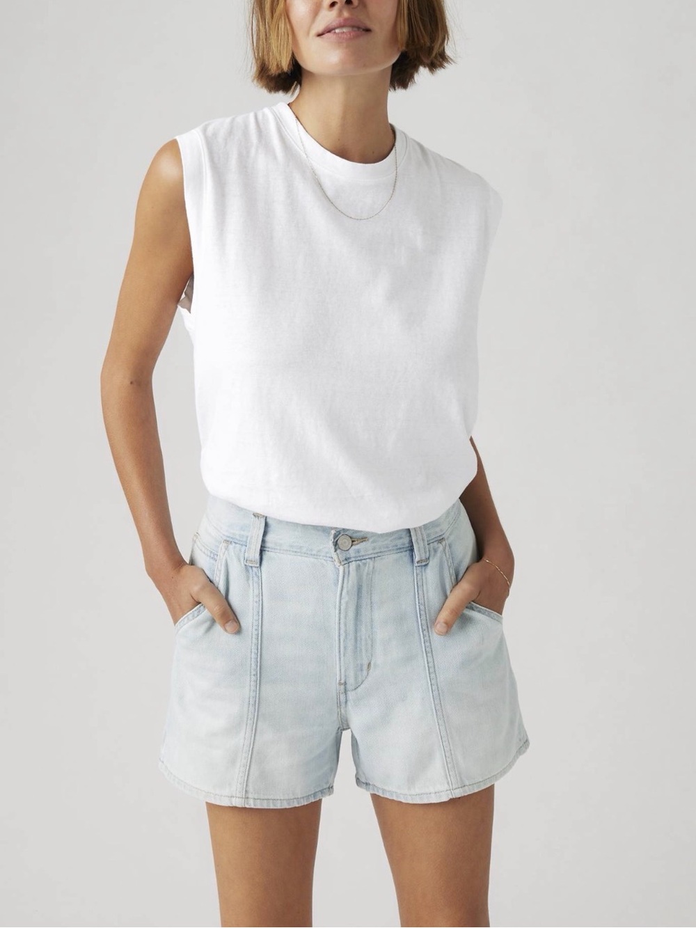 Levi's Premium Linen+ Denim Lightweight Carpenter Short - Light Wash